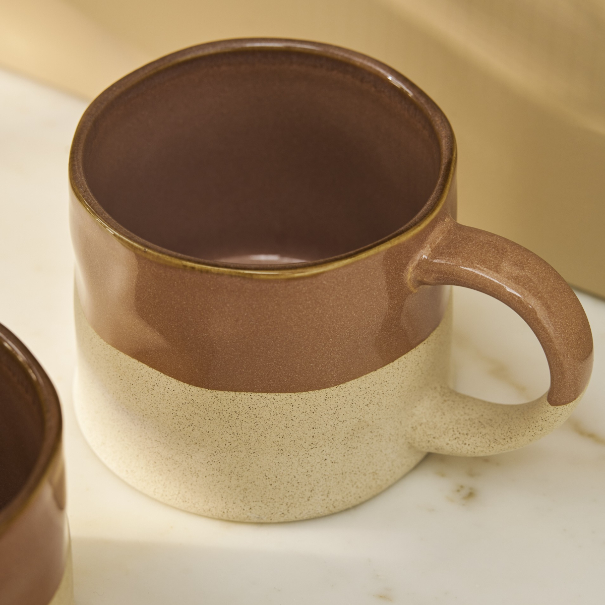 Mug Set: 2 x Bladon Half Glazed Mugs, Terracotta - Image 3