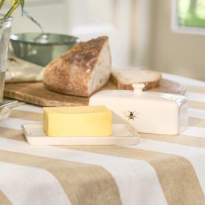 Butter Dish: Sophie Allport Bees Stoneware Butter Dish, Stoneware