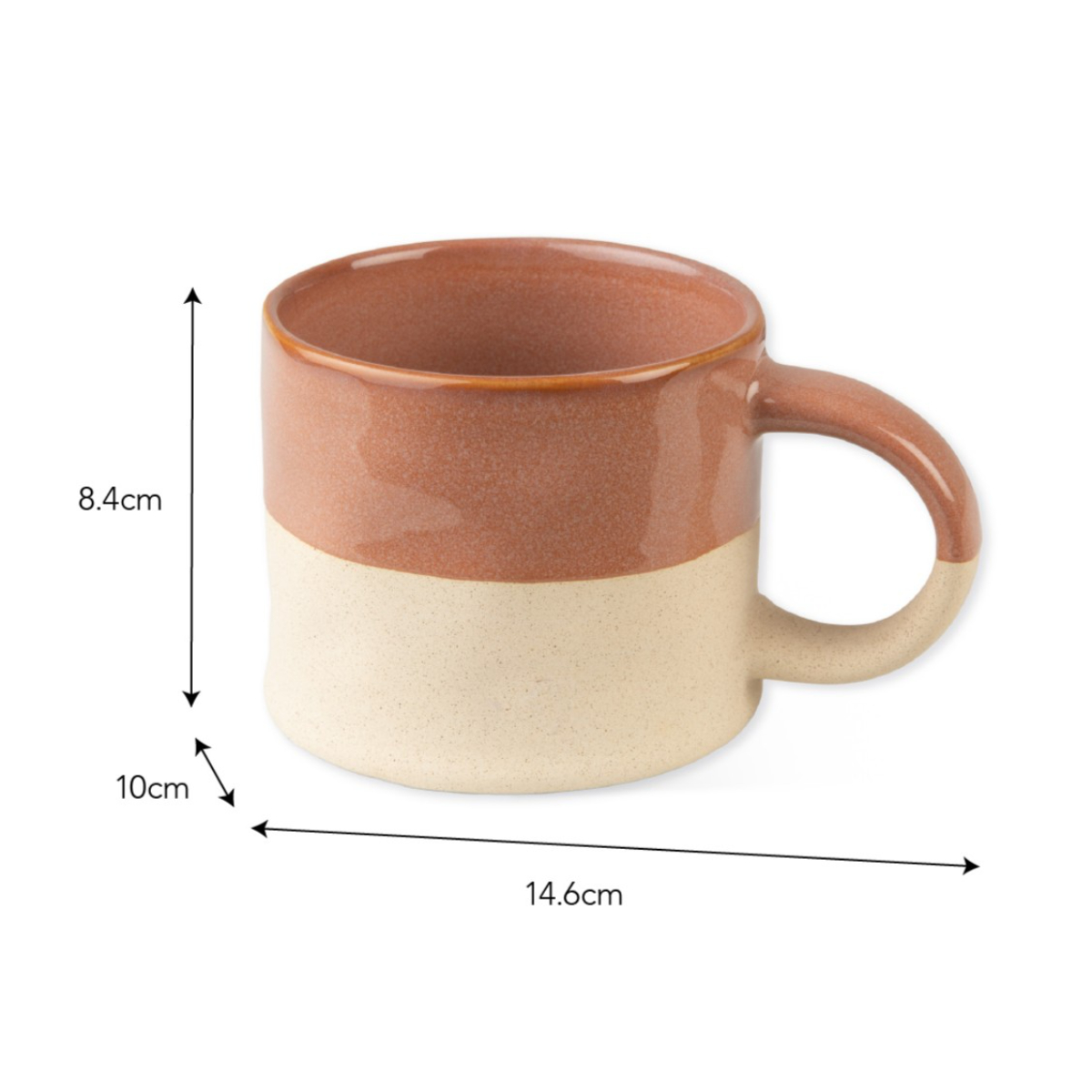 Mug Set: 2 x Bladon Half Glazed Mugs, Terracotta - Image 5