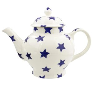 Tea Pot: 4 Mug Emma Bridgewater Blue Star Teapot, Ceramic