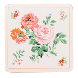 Coaster Set: 4 x Cath Kidston Archive Rose Coasters, Cork Backed