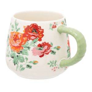 Mug: 1 x 340ml Cath Kidston Archive Rose Red Twisted Handle Billie Mug, Ceramic