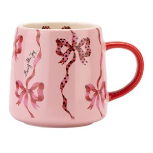 Mug: 1 x 340ml Cath Kidston Bring the Joy Pink Billie Mug, Ceramic