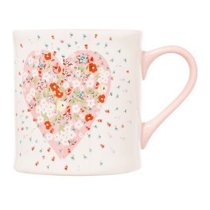 Mug: 1 x 275ml Cath Kidston Heart Flower Burst Mollie Mug, Ceramic