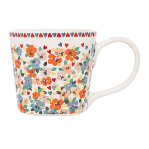 Mug: 1 x Cath Kidston Painted Pansies Cream Dolly Mug, Ceramic