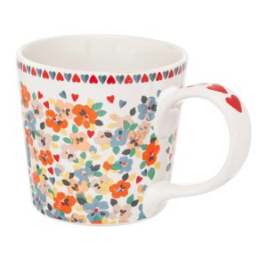 Mug: 1 x Cath Kidston Painted Pansies Cream Dolly Mug, Ceramic