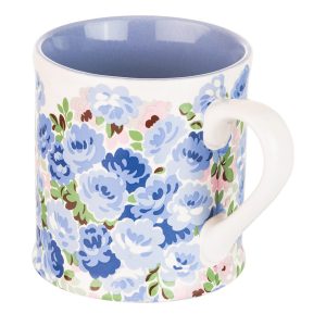 Mug: 1 x 275ml Cath Kidston Roses Blue Mollie Mug, Ceramic