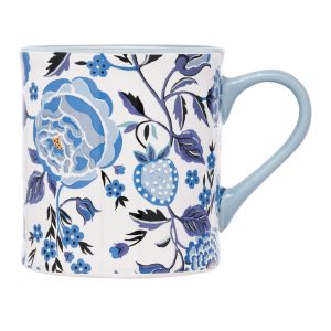 Mug: 1 x 275ml Cath Kidston Strawberry Garden Blue Mollie Mug, Ceramic