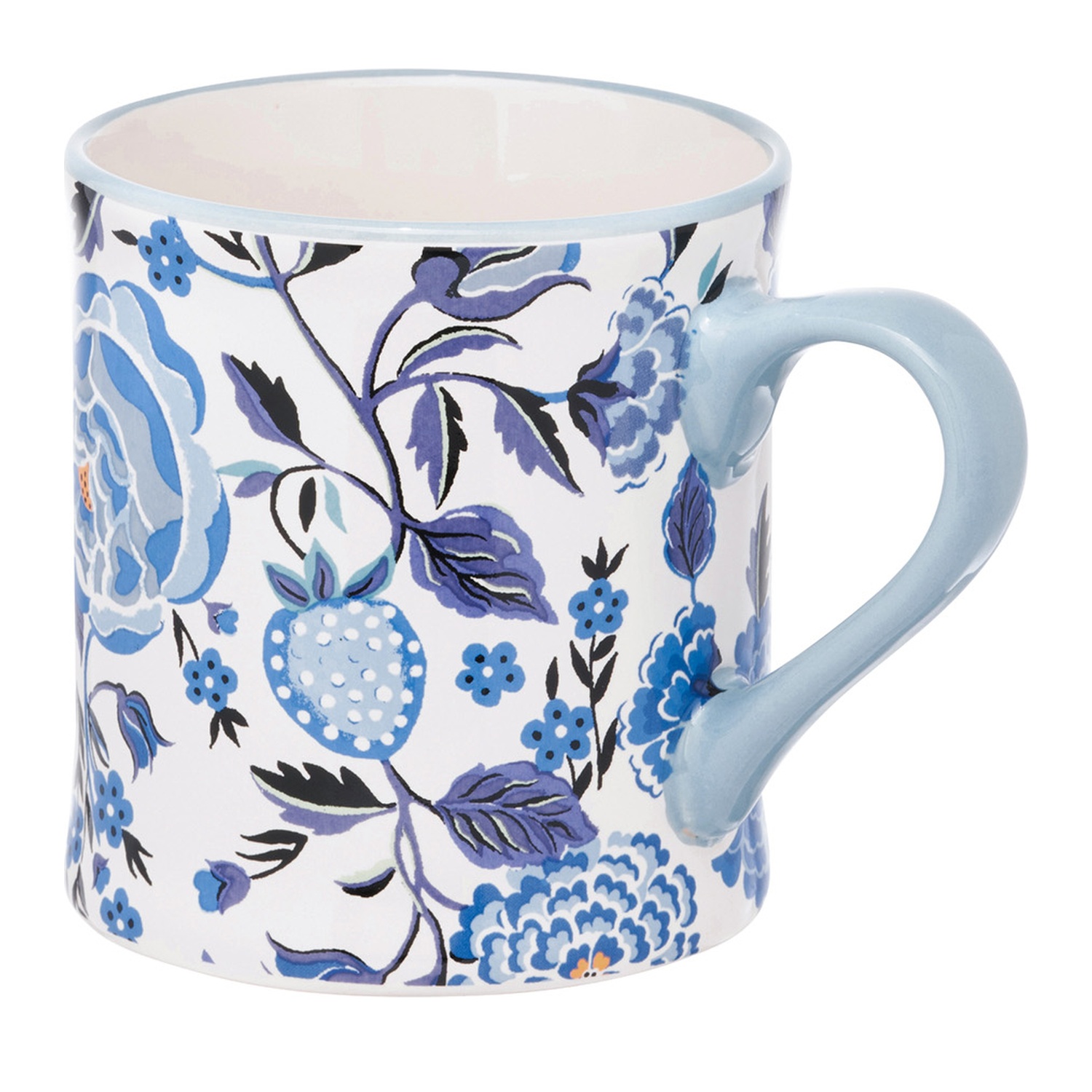 Mug: 1 x 275ml Cath Kidston Strawberry Garden Blue Mollie Mug, Ceramic