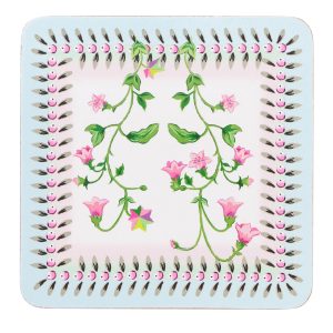 Coaster Set: 4 x Cath Kidston Twin Flowers Coasters, Cork Backed