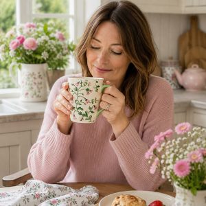 Mug: 1 x 375ml Cath Kidston Twin Flowers Stanley Mug, Ceramic