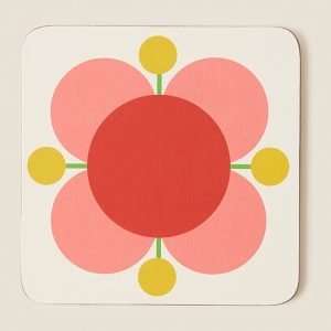 Coaster Set: Orla Kiely Atomic Flower Set of 6 Cork Backed Coasters