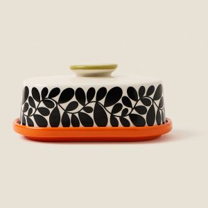 Butter Dish: Orla Kiely Sycamore Stripe Butter Dish Orange