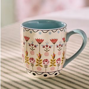 Mug: 1 x Cath Kidston Painted Table Breakfast Mug Blue, Ceramic