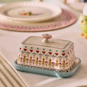 Butter Dish: 1 x Cath Kidston Painted Table Butter Dish, Ceramic