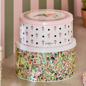 Cake Tin Set: 2 x Cath Kidston Painted Table Cake Tin Set, Metal