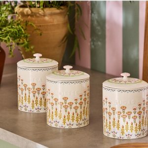 Tea Canister: 1 x Cath Kidston Painted Table Ceramic Tea Storage, Ceramic