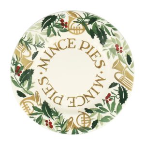 Breakfast/Salad Plate: 1 x 22cm Emma Bridgewater Bring In The Green Mince Pies 8 1/2 Inch Plate, Ceramic