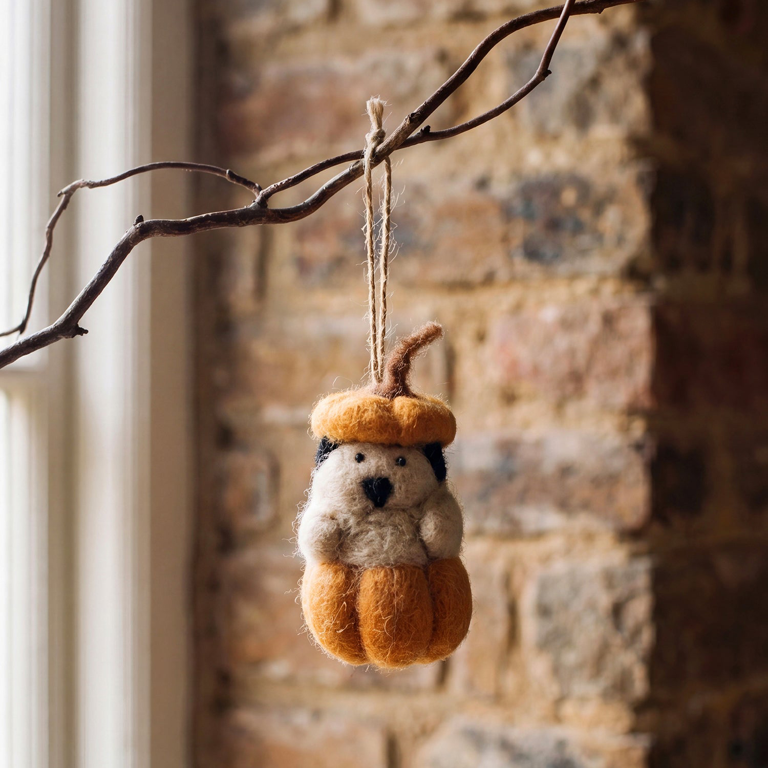 Hanging Decoration: 6cm Sophie Allport Percy Pumpkin Dog Bauble, Felt