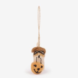 Hanging Decoration: 6cm Sophie Allport Dora Dog Halloween Bauble, Felted Wool