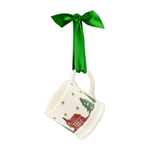 Christmas Tree Decoration: 1 x 50ml Emma Bridgewater Christmas Cabin Tiny Mug Decoration, Boxed
