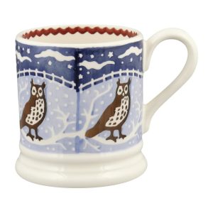 Mug: 1 x 300ml Emma Bridgewater Christmas Icons Owl 1/2 Pint Mug, Ceramic
