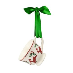 Christmas Tree Decoration: 1 x 30ml Emma Bridgewater Reindeer Teacup Boxed, Ceramic