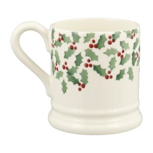 Mug: 1 x 300ml Emma Bridgewater Tiny Scattered Holly 1/2 Pint Mug, Ceramic