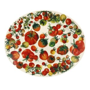 Serving Platter: 1 x 36.4cm x 30.3cm Emma Bridgewater Vegetable Garden Tomatoes Medium Oval Platter, Ceramic