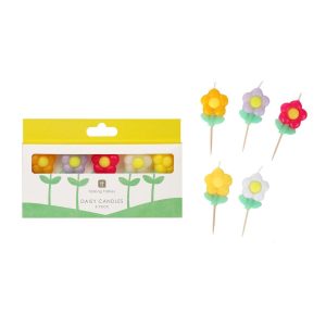 Cake Candles: 5 x Talking Tables Daisy Multi Coloured Birthday Candles