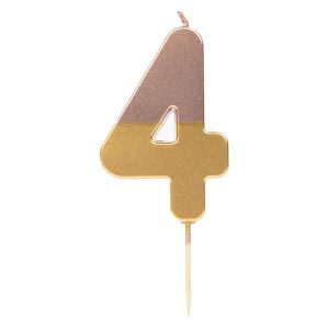 Cake Candle: 8cm Talking Tables Rose Gold Dipped, Number 4