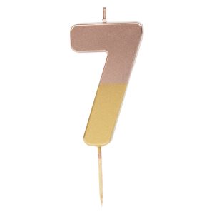 Cake Candle: 8cm Talking Tables Rose Gold Dipped, Number 7