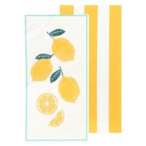 Napkins: 16 x 40cm Talking Tables Lemon Long Lunch Paper Napkins