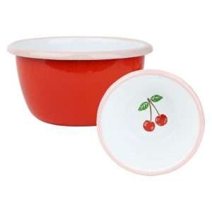 Bowl: 10cm Talking Tables Cherry Red, Enamel