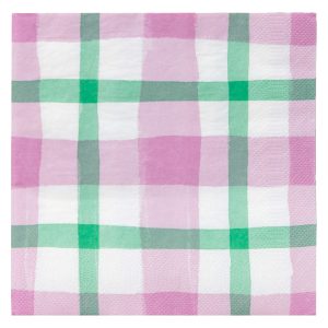 Napkins: 20 x 33 x 33cm Talking Tables Lilac & Green Gingham Paper Napkins