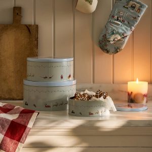 Cake Tins: Set of 3 Sophie Allport Cosy Christmas Cake Tins, Round